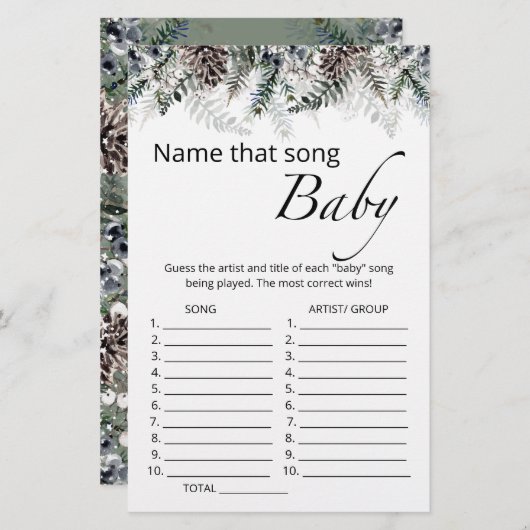 Noem dat liedje baby shower game (Voorkant / Achterkant)