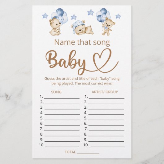 Noem dat liedje jongen baby shower spel (Voorkant)