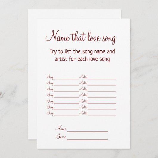 Noem dat liefdeslied vrijgezellenfeest spel feestdagenkaart (Voorkant / Achterkant)