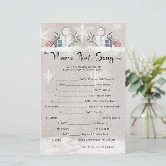 Noem dat nummer Snowman Baby shower (Staand voorkant)