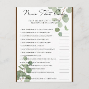 Noem dat taart bruids partij spel informatiekaartje