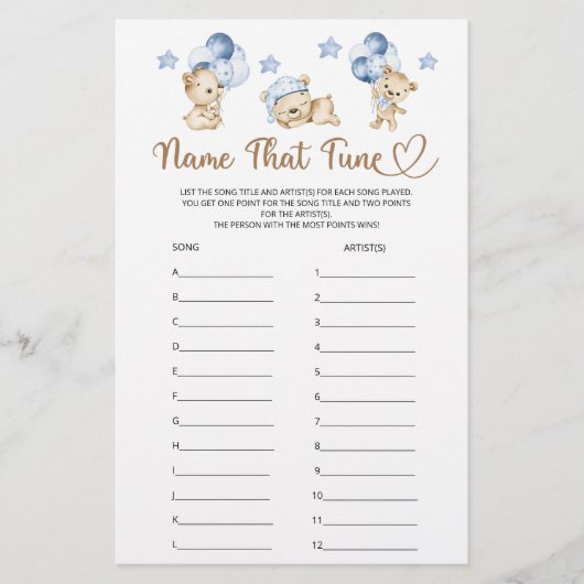 Noem dat Teddy Bear Boy Baby shower (Voorkant)