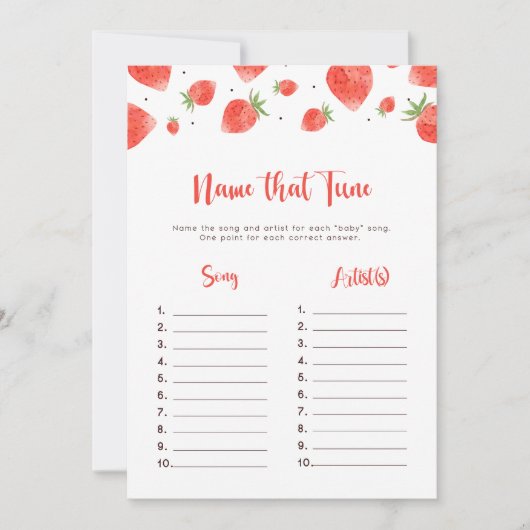 Noem dat tunespel, Berry Sweet Baby shower spel Kaart (Voorkant)