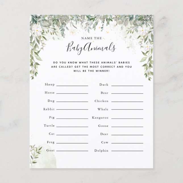 Noem de Baby Animals | BABY SHOWER (Voorkant)