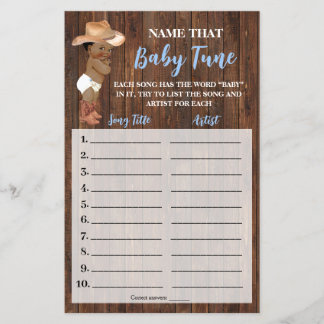 Noem de Baby Tune AA Cowboy Shower Spelkaart Flyer