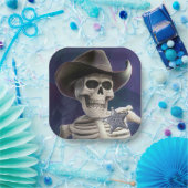 Noem me "Doc Botten", griezelige Skeleton Sheriff Papieren Bordje (Feest)