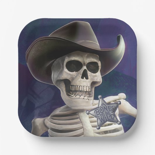 Noem me "Doc Botten", griezelige Skeleton Sheriff Papieren Bordje (Voorkant)