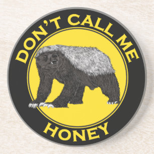 Noem me geen honingbadass Honey Badger Yellow Art. Zandsteen Onderzetter