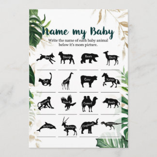 Noem mijn Baby Goud Safari Baby Shower Spel Kaart