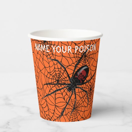 Noem uw Poison Black Widow Spider Halloween Webs Papieren Bekers (Voorkant)