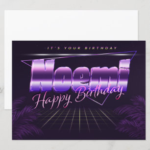 Noemi prénom carte rétro lilas pour anniversaire