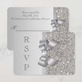 Nœud à paillettes fausses argent pour invitation d (Devant / Derrière)