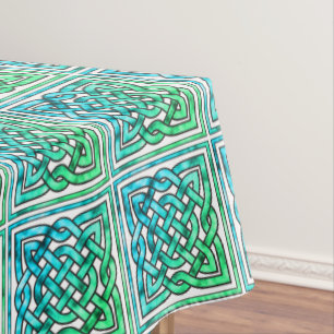Noeud celtique - Carré bleu vert blanc nappe