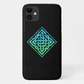 Noeud celtique - Diamant bleu vert iPhone 11 Coque (Dos)