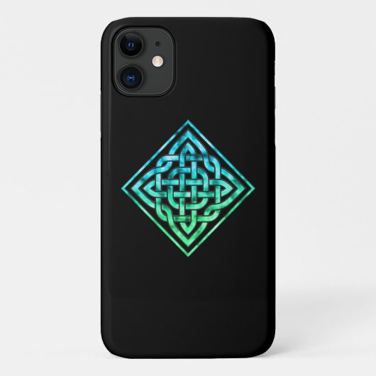 Noeud celtique - Diamant bleu vert iPhone 11 Coque (Dos)
