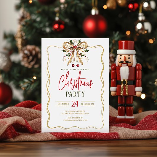 Nœud de Noël décoré Invitation de fête Cadre doré