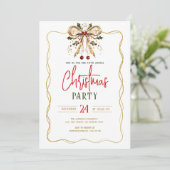 Nœud de Noël décoré Invitation de fête Cadre doré (Debout devant)