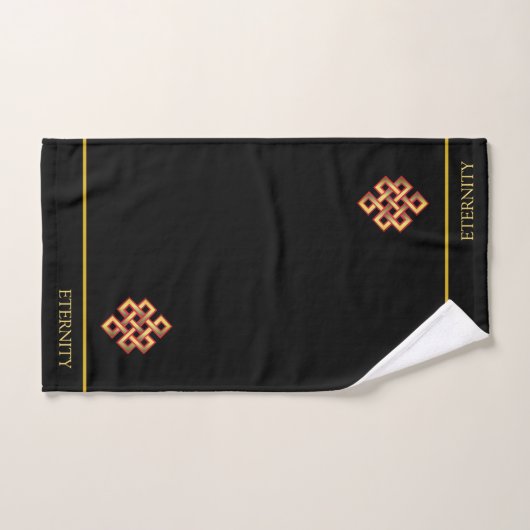 Noeud d'infini doré et texte modifiable en noir (Serviette à main)