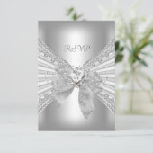 Nœud en argent et diamant cœur de fiançailles RSVP (Debout devant)