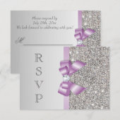 Nœud en lilas à paillettes argentées faux RSVP (Devant / Derrière)