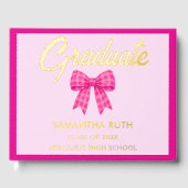 Nœud Gingham Rose Chaud Fête de Remise des Diplôme (Recto)