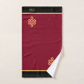 Nœud infini et monogramme sur bordeaux (Serviette à main)