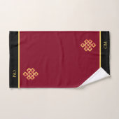 Nœud infini et monogramme sur bordeaux (Serviette à main)