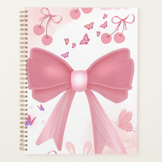 Nœud Rose Coquette et Cerises – Esthétique Collage (Devant)