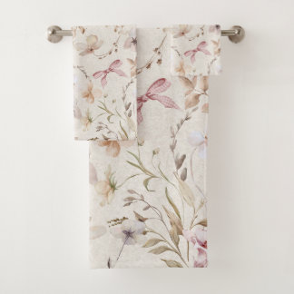 Nœud ruban gingham et floral beige vintage