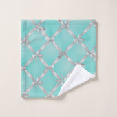 Nœuds Blancs Bleu Turquoise de Robe de Robin (Gant de toilette)