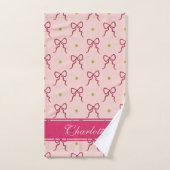 Nœuds rose vif et pois verts (Serviette à main)