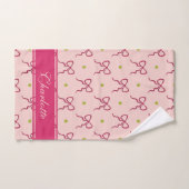 Nœuds rose vif et pois verts (Serviette à main)