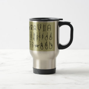 Noeuds, s'accrochant, cravates, tasse de voyage de