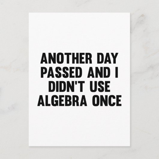 Nog een dag ging voorbij en ik gebruikte Algebra n Briefkaart (Voorkant)