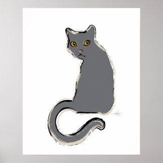 Nog een grijze kat poster