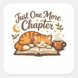 Nog één hoofdstuk Schattige kat leest sticker