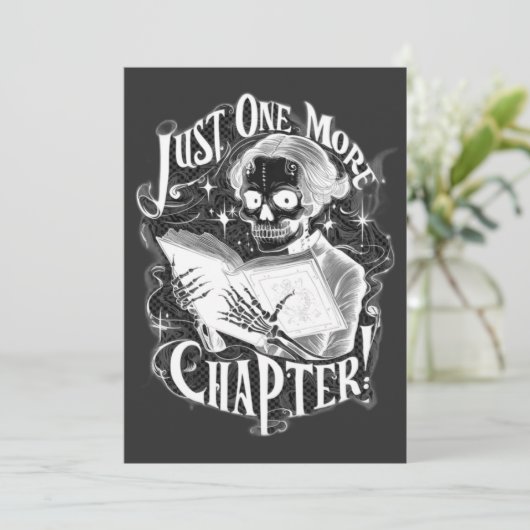 Nog een hoofdstuk Skeleton Reader grappig Bedankkaart (Staand voorkant)