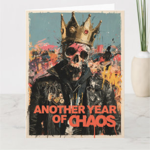 "Nog een jaar vol chaos" Punk Schedel Koning Desig Kaart