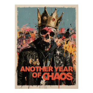 "Nog een jaar vol chaos" Punk Schedel Koning Desig Perfect Poster