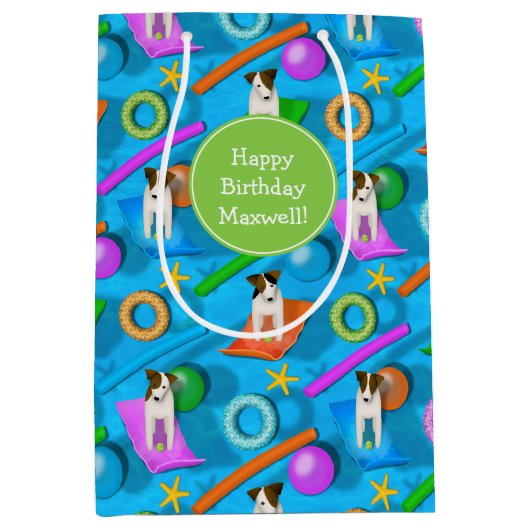 Nog een Jack Russell hondenzwembad feestpatroon Medium Cadeauzakje (Voorkant)
