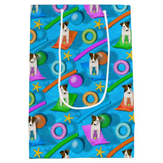 Nog een Jack Russell hondenzwembad feestpatroon Medium Cadeauzakje (Achterkant)