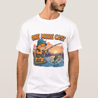 Nog één worp Funny Fishing Cat T-shirt
