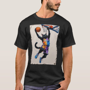 Nog een zwarte kat die een basketbal dunkt! t-shirt