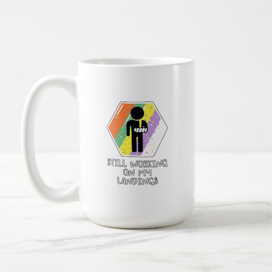 Nog steeds aan het werk koffiemok (Links)