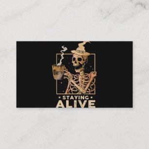 Nog steeds Alive Funny Skeleton Drink koffie Happy Visitekaartje
