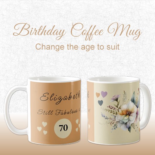 Nog steeds geweldig bij 70 verjaardag bloemencrème koffiemok