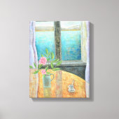 Nog steeds in het raam met Camellia 2012 Canvas Afdruk (Voorkant)