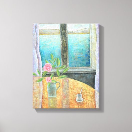 Nog steeds in het raam met Camellia 2012 Canvas Afdruk (Voorkant)
