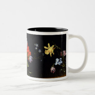 Nog steeds leven bloemen tweekleurige koffiemok