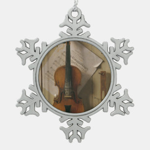 Nog steeds leven, geweld en muziek tin sneeuwvlok ornament